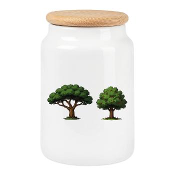 Baumduo Apfelbaum im Gleichgewicht - Keksdose mit Holzdeckel - Weiß - Vorne