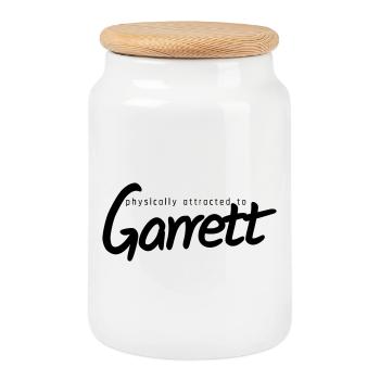 physically attracted to Garrett - Cookie Jar with Wooden Lid - white - Front