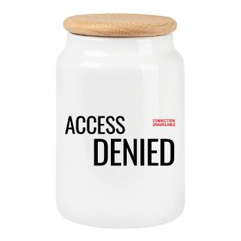 Accès refusé à la typographie minimaliste Streetwear - Boîte à biscuits avec couvercle en bois - blanc - Devant