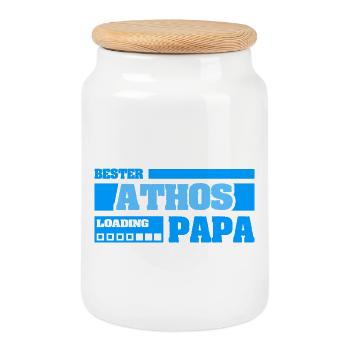 Birth of Athos - Cookie Jar with Wooden Lid - white - Front