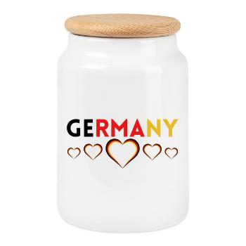 Deutschland German Football Soccer Ball Travel Retro - Keksdose mit Holzdeckel - Weiß - Vorne