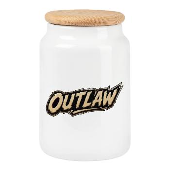 Outlaw lettering Wild West style - Cookie Jar with Wooden Lid - white - Front
