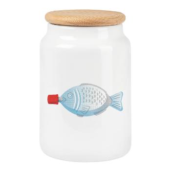 Soy Fish - Cookie Jar with Wooden Lid - white - Front