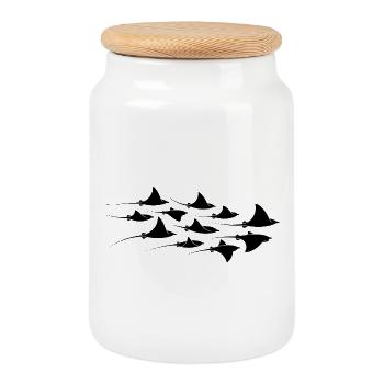 Manta Rays Diving Stingrays Manta Rays Divers - Cookie Jar with Wooden Lid - white - Front
