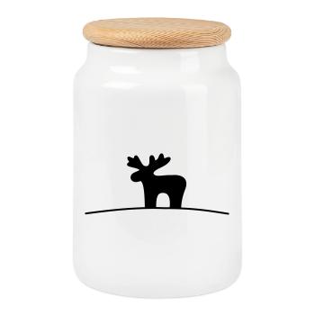 Elch Silhouette Geschenkidee Weihnachten - Keksdose mit Holzdeckel - Weiß - Vorne