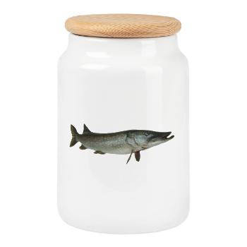 Pike - Cookie Jar with Wooden Lid - white - Front