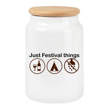 Festival Season - Cookie Jar with Wooden Lid - white - Front
