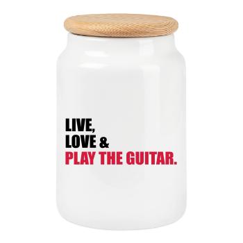 Guitare - Boîte à biscuits avec couvercle en bois - blanc - Devant
