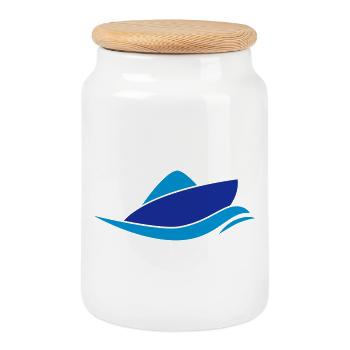 Boot - Keksdose mit Holzdeckel - Weiß - Vorne