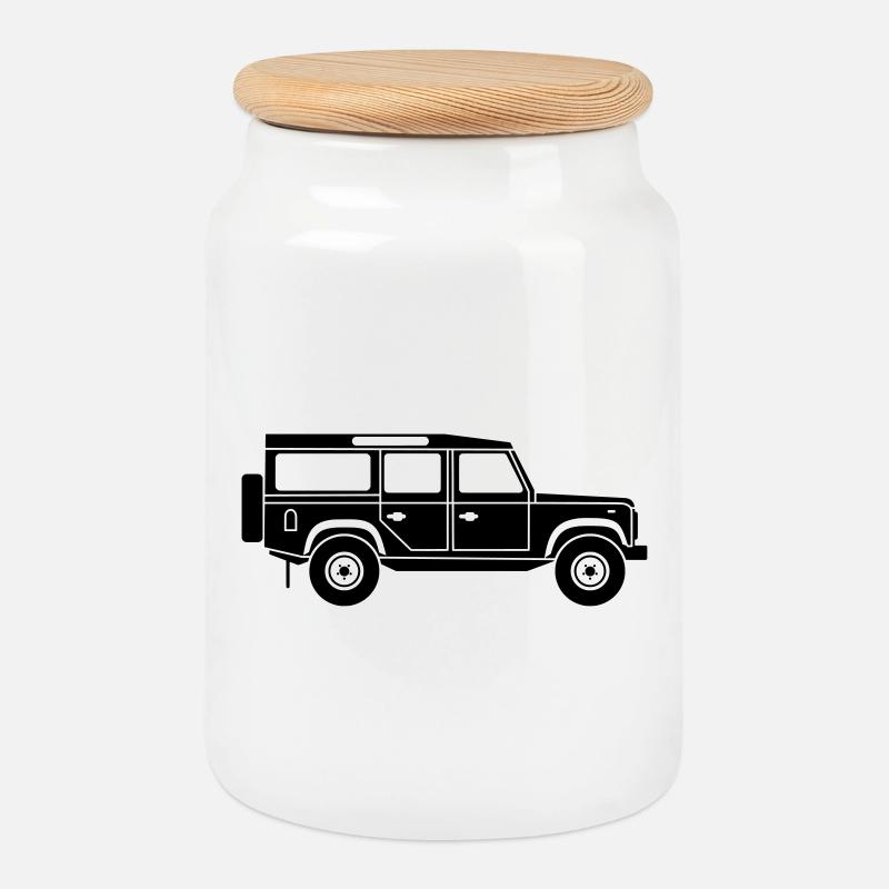 Defender D110 NEU - Keksdose mit Holzdeckel - Weiß