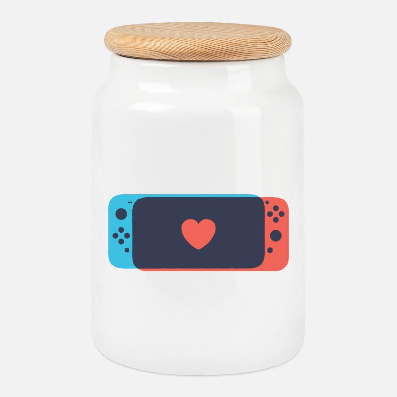 Switch Love - Cookie Jar with Wooden Lid - white