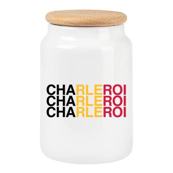 CHARLEROI Belgique Belgique Drapeau - Boîte à biscuits avec couvercle en bois - blanc - Devant