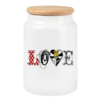 love lisboa black - Keksdose mit Holzdeckel - Weiß - Vorne