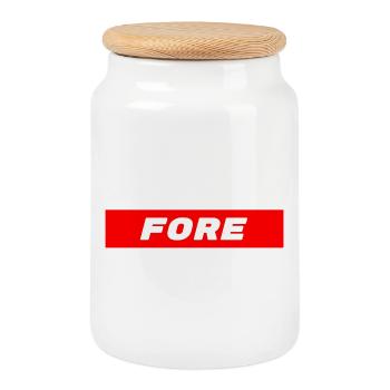 FORE Golf Achtung - Golf Golfer Golfen - Keksdose mit Holzdeckel - Weiß - Vorne