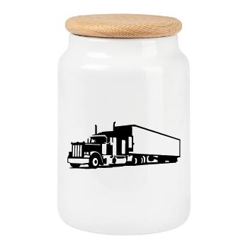 Truck - Keksdose mit Holzdeckel - Weiß - Vorne