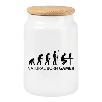 evolution natural born gamer - Keksdose mit Holzdeckel - Weiß - Vorne
