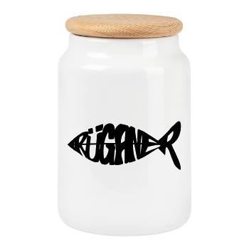 Rüganer Fisch - Rügen - Boîte à biscuits avec couvercle en bois - blanc - Devant