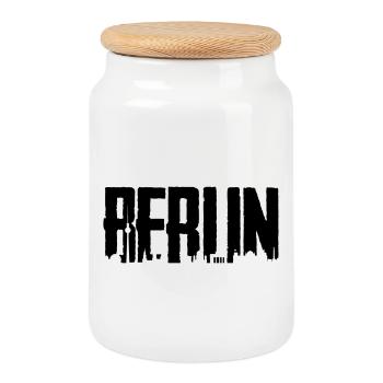 Berlin T-Shirt, Skyline,Kreuzberg,Mitte,Neukölln - Keksdose mit Holzdeckel - Weiß - Vorne