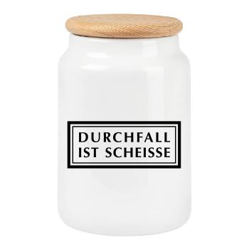 Durchfall ist Scheiße - Keksdose mit Holzdeckel - Weiß - Vorne