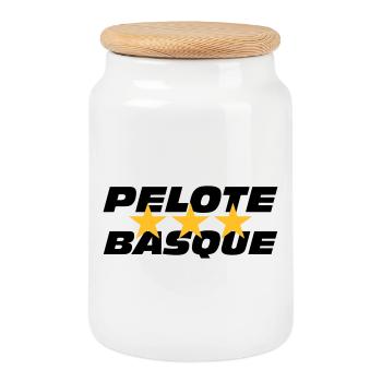 Basque pelota - Cookie Jar with Wooden Lid - white - Front
