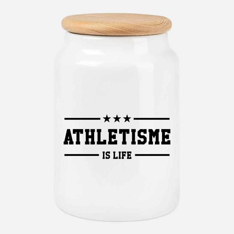 Athlétisme is life - Boîte à biscuits avec couvercle en bois - blanc
