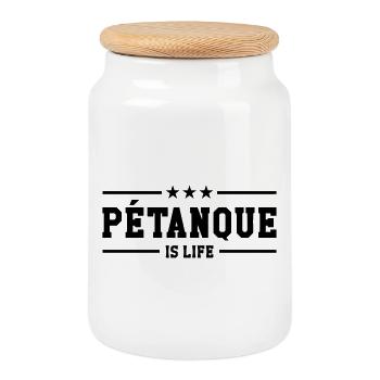 Petanque is life - Boîte à biscuits avec couvercle en bois - blanc - Devant