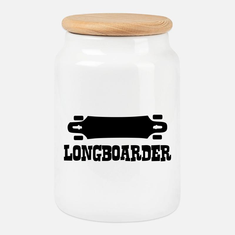 Longboard,Longboarder,Skateboard,Skate,Skater - Keksdose mit Holzdeckel - Weiß