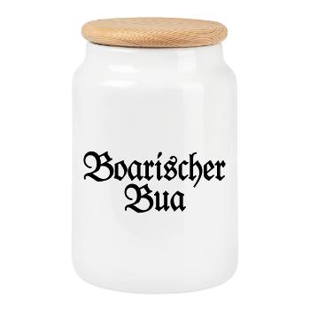 Boarischer Bua - Ein Junge aus Bayern - Keksdose mit Holzdeckel - Weiß - Vorne