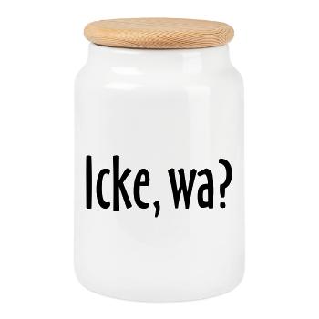 Berlin Spruch: Icke, wa? - Keksdose mit Holzdeckel - Weiß - Vorne