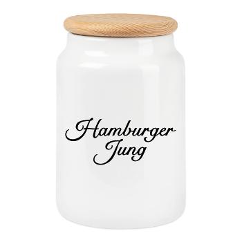 Hamburger Jung Klassisch - Keksdose mit Holzdeckel - Weiß - Vorne