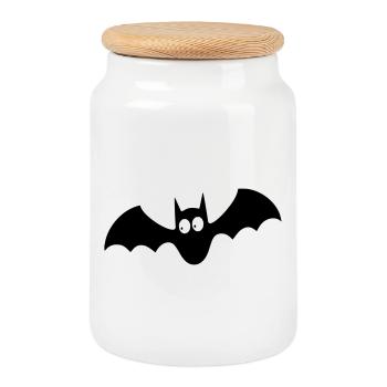 bat 001 - Boîte à biscuits avec couvercle en bois - blanc - Devant