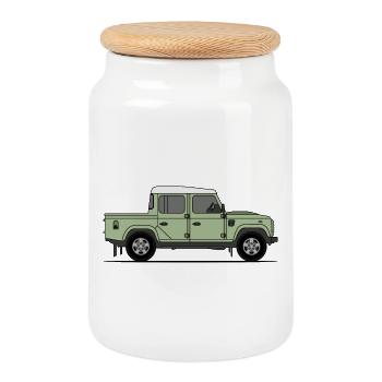 Defender Double Cab - Boîte à biscuits avec couvercle en bois - blanc - Devant