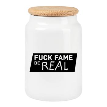 Fuck Fame be real - Boîte à biscuits avec couvercle en bois - blanc - Devant