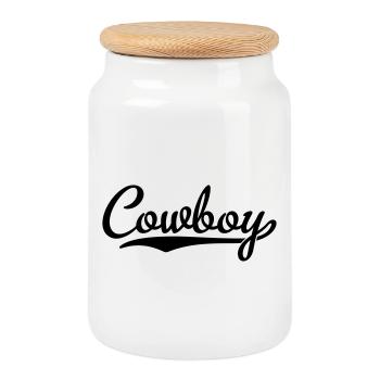 Cowboy - Keksdose mit Holzdeckel - Weiß - Vorne