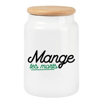 Mange tes morts - Boîte à biscuits avec couvercle en bois - blanc - Devant
