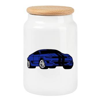 Voiture de sport - Voiture de sport - Coupé - Boîte à biscuits avec couvercle en bois - blanc - Devant