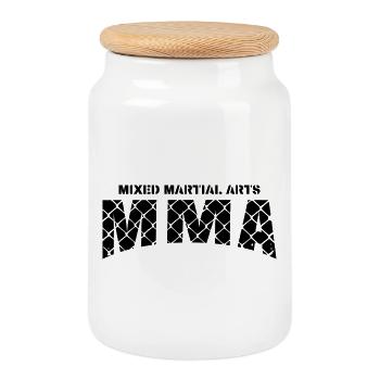 MMA Mixed Martial Arts - Keksdose mit Holzdeckel - Weiß - Vorne