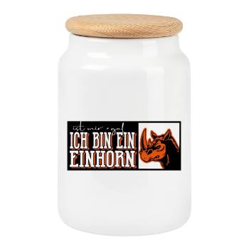 Einhorn unicorn lustig dub nas horn - Keksdose mit Holzdeckel - Weiß - Vorne