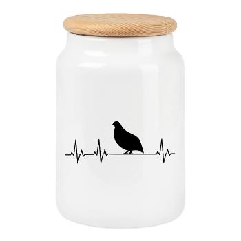 Caille de coeur - Boîte à biscuits avec couvercle en bois - blanc - Devant