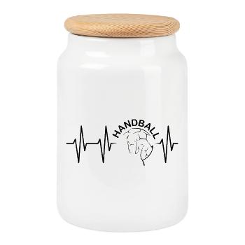 Pulse Team Friends handball heartbeat pulse ecg - Cookie Jar with Wooden Lid - white - Front