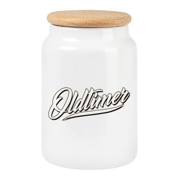 oldtimer birthday rust 60 50 shirt slogan tuner - Cookie Jar with Wooden Lid - white - Front