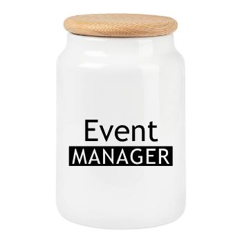 Event Manager Bar - Cookie Jar with Wooden Lid - white - Front