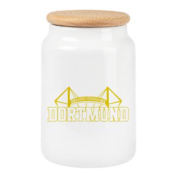 Fan du stade de Dortmund - Boîte à biscuits avec couvercle en bois - blanc - Devant
