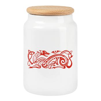 Chien de chasse celte (rouge) - Boîte à biscuits avec couvercle en bois - blanc - Devant
