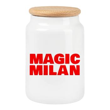 Magic Milan Logo Rot - Keksdose mit Holzdeckel - Weiß - Vorne