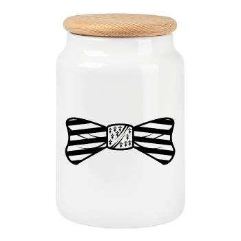 Nœud Papillon Breton Gwenn Ha Du Bretagne - Boîte à biscuits avec couvercle en bois - blanc - Devant