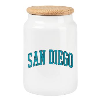 San Diego Blockschrift Kollektion - Keksdose mit Holzdeckel - Weiß - Vorne