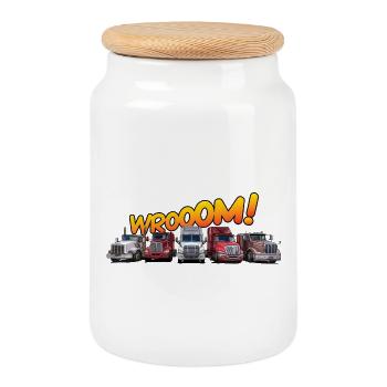 Lastwagen für echte Kerle und große Kinder - Keksdose mit Holzdeckel - Weiß - Vorne
