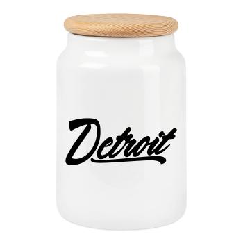 Chemise de Détroit - Boîte à biscuits avec couvercle en bois - blanc - Devant