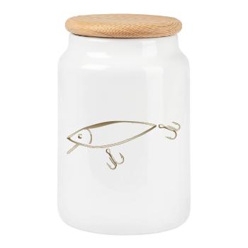MeyDes Wobbler - Boîte à biscuits avec couvercle en bois - blanc - Devant